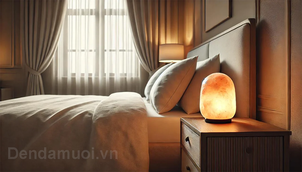 Đèn đá muối đặt trong phòng ngủ