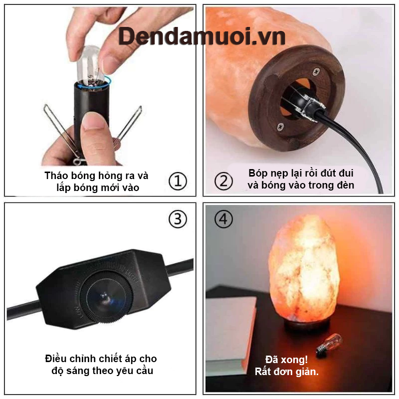 Cách thay bóng cho đèn đá muối
